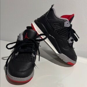 Jordan 4s Kids Black and Red Sneakers size 9C